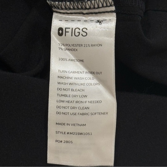 Figs Leon Three Pocket Scrub Top Short Sleeve V Neck Black XL Mens Healthcare - Picture 9 of 11